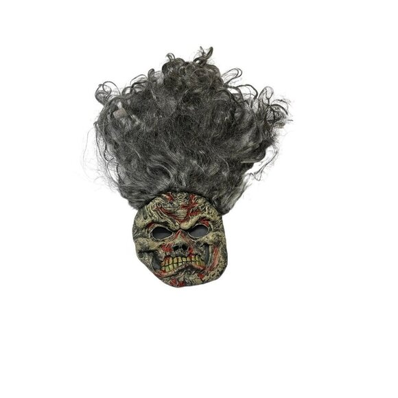 Vintage Rubber Face Teen Adult Halloween Mask Zombie Undead Gray Hair Scary - Picture 2 of 8